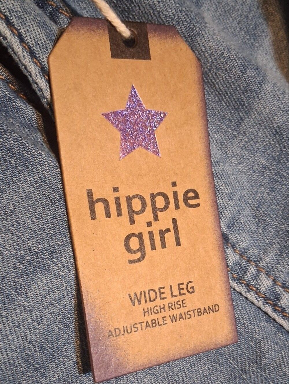 Hippie Girl NWT High Rise Wide Leg Jeans Medium Wash Side Stripe Size 10 - Picture 2 of 13